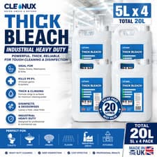 Cleanux Bleach strong 4 x 5 litre 20L Heavy Duty household industrial Fast Ship