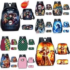 3pcs Anime Demon Slayer Backpack Student School Shoulder Bag BookbaG Pencil Case