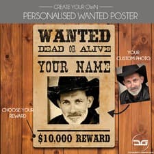Personalised Western Wanted Poster Funny Man Cave Metal Wall Sign Cowboy Gift