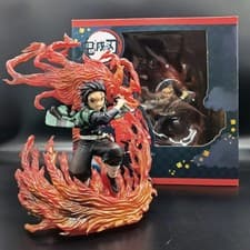 Demon Slayer Tanjiro Kamado Figure Statue Anime Collectible with Flame Effect