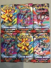 6 Packs Of Brand New Unopened Pokemon Mega Evolution Chaos Rising Cards.