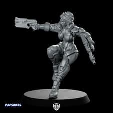 Liezel Kurosawa CyberPunk Miniature Dual-Wield Sci-Fi Hero 28mm & 32mm Unpainted