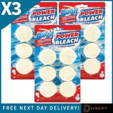 3 x POWER BLEACH TOILET BLOCKS PACK OF 6 DUZZIT CLEANER CLEANING CISTERN TABLETS