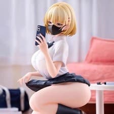 New Sexy Anime Figure JK Uniform Girl YuanZi Squatting Statue Model Deco Art Toy
