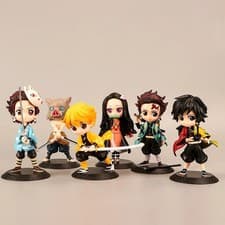 Demon Slayer Figure Set 6pcs PVC Chibi w/ Stands – Tanjiro Nezuko Zenitsu