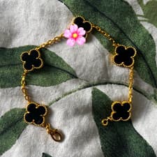 Waterproof black clover bracelet