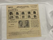 Gangster Alfred Brady FBI wanted Poster From 1936 Issued By John Edgar Hoover