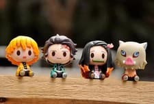 Demon Slayer – 4 Piece Mini Figure Set (5CM) Cute, Adorable, Kawaii – Anime Gift