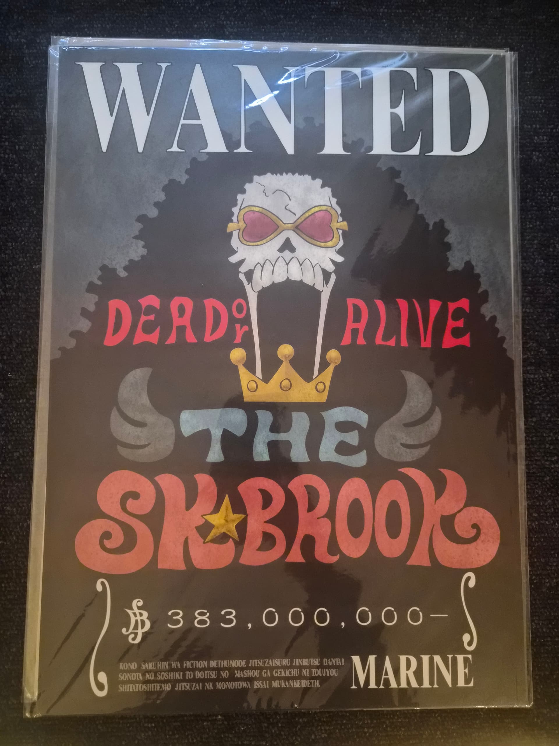 One Piece Wanted Poster — Brook "Soul King" (383,000,000 Berry Bounty) — Sealed