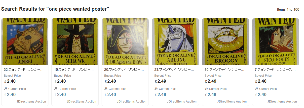 Buyee proxy listing for an anime poster