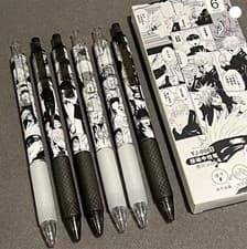 6 pcs Jujutsu Kaisen Pens Set Black Pens 0.5mm Ball Pen Manga Anime Gojo Megumi