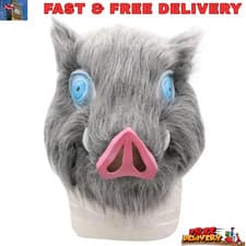 Demon Slayer Hashibira Inosuke Mask Full Head Plush Mask Halloween Party Costume