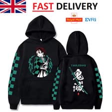 Demon Slayer Tanjiro Hoodie Anime Manga Graphic Pullover Jumper Unisex Gift UK