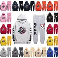 Demon Slayer Kamado Tanjirou Hoodies Hip Hop Pullover Tracksuits Pants TrousersA