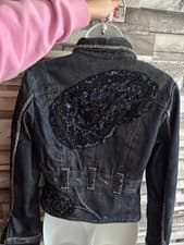 We Are Replay Uniform 4 Angels Cyber Punk Grunge Beaded Jean Silk Jacket Small