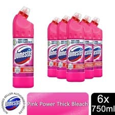 Domestos Thick Bleach Pink Power Disinfectant Multi-Purpose Cleaner Gel, 6x750ml