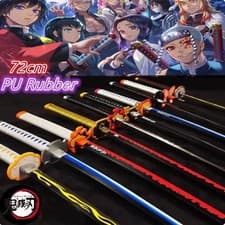 Bamboo Anime Sword Demon Slayer Wood Prop Cosplay Blunt Katana Gift Sheath 72cm