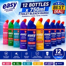 12 x Easy Seriously Thick Bleach 750ml Toilet Cleaners Remove Odours bathroom