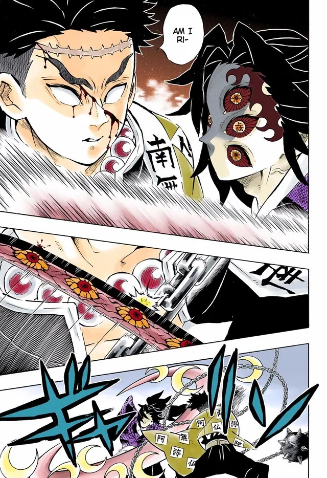 Gyomei Himejima and Sanemi Shinazugawa fight Kokushibo, Upper Moon 1